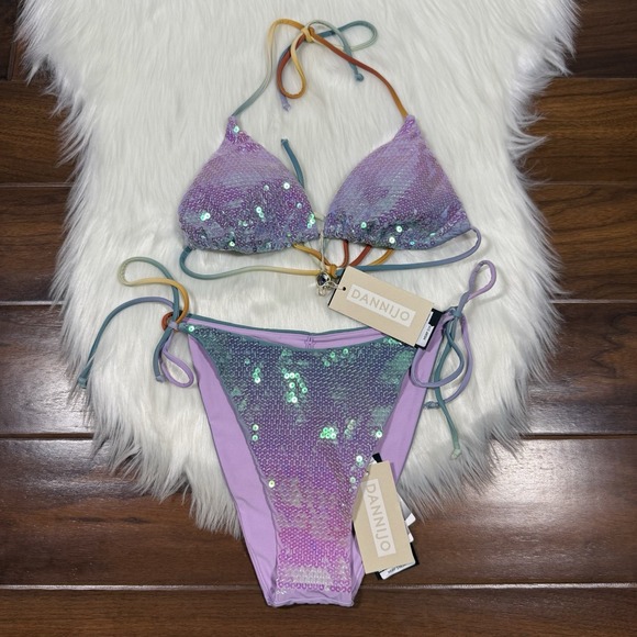 Gianni Bini Dannijo Size Medium Sequin Jacinda Top Jayla Bikini Bottom‎ Swimsuit